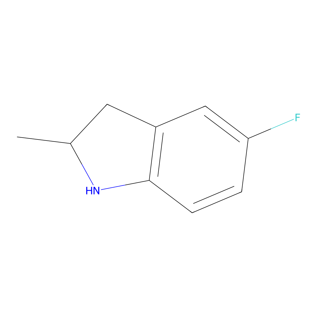 5-fluoro-2-methyl-2,3-dihydro-1H-indole molecular structure, CAS 825-70-7