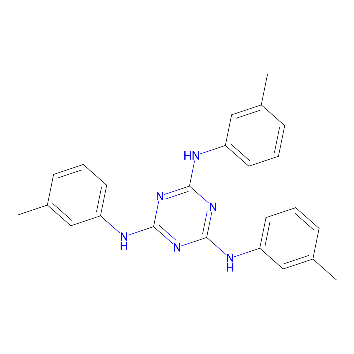 1,3,5-Triazine-2,4,6-triamine, N,N',N''-tris(3-methylphenyl)- molecular structure, CAS 82504-70-9
