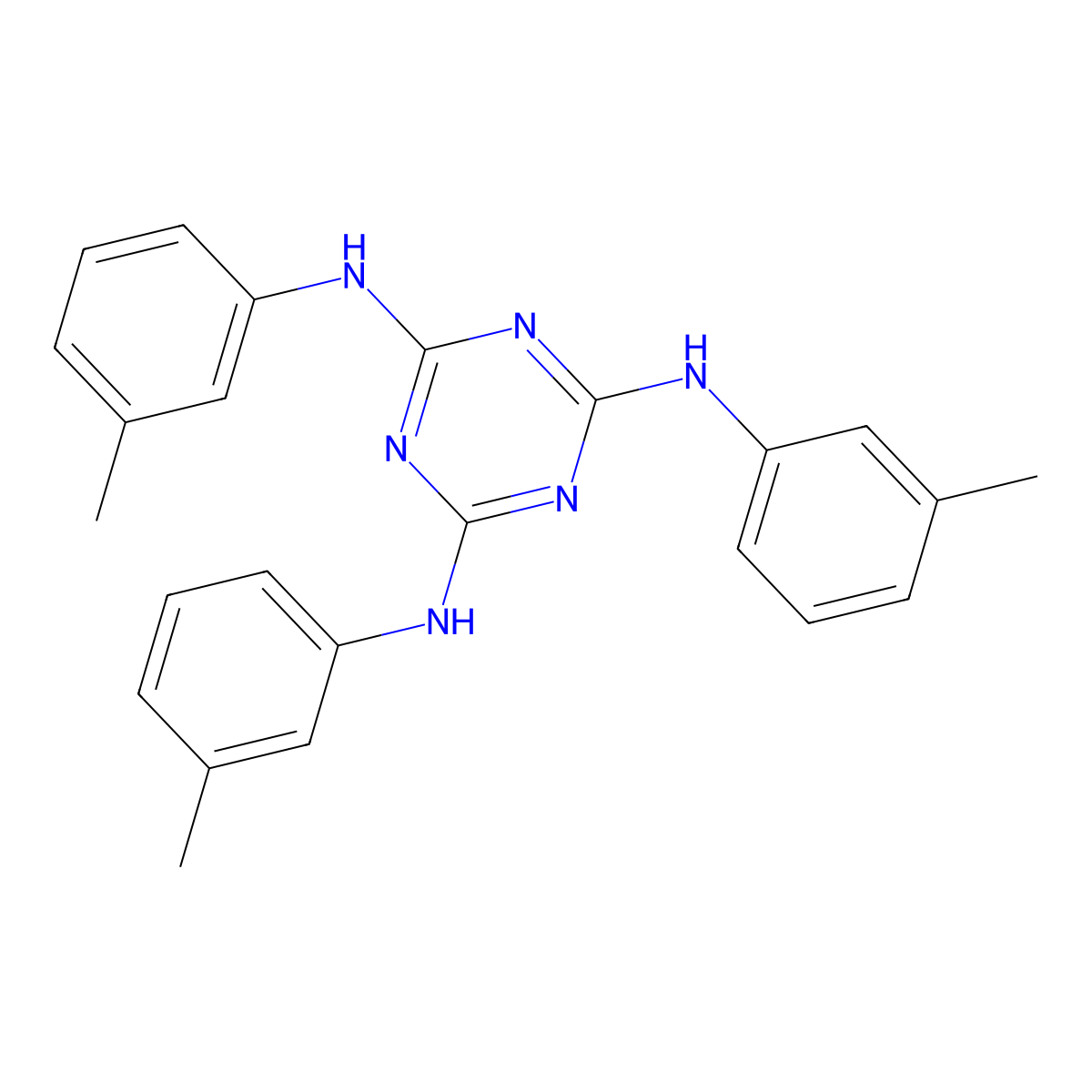 1,3,5-Triazine-2,4,6-triamine, N,N',N''-tris(3-methylphenyl)- molecular structure, CAS 82504-70-9