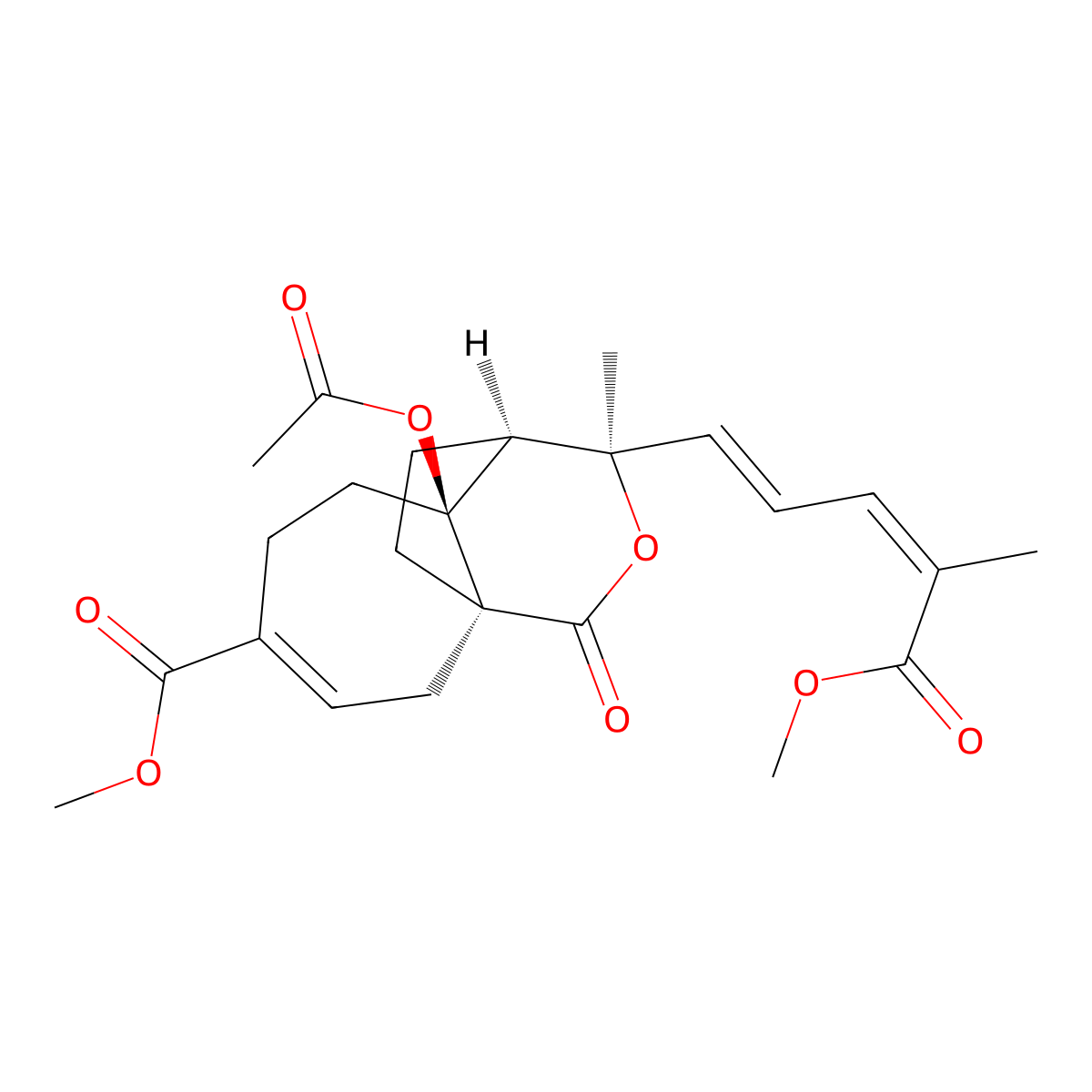 methyl (1R,7S,8S,9R)-7-acetyloxy-9-(5-methoxy-4-methyl-5-oxopenta-1,3-dienyl)-9-methyl-11-oxo-10-oxatricyclo[6.3.2.01,7]tridec-3-ene-4-carboxylate molecular structure, CAS 82508-34-7