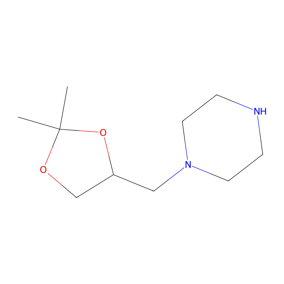 1-(2,2-Dimethyl-[1,3]dioxolan-4-ylmethyl)-piperazine molecular structure, CAS 82516-57-2