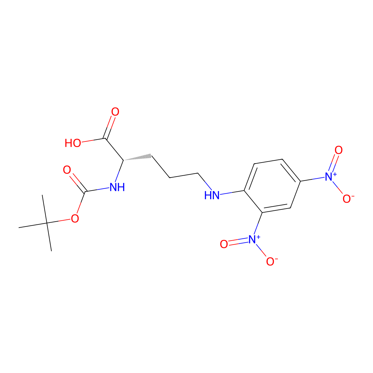 (S)-2-((tert-Butoxycarbonyl)amino)-5-((2,4-dinitrophenyl)amino)pentanoic acid molecular structure, CAS 82518-61-4