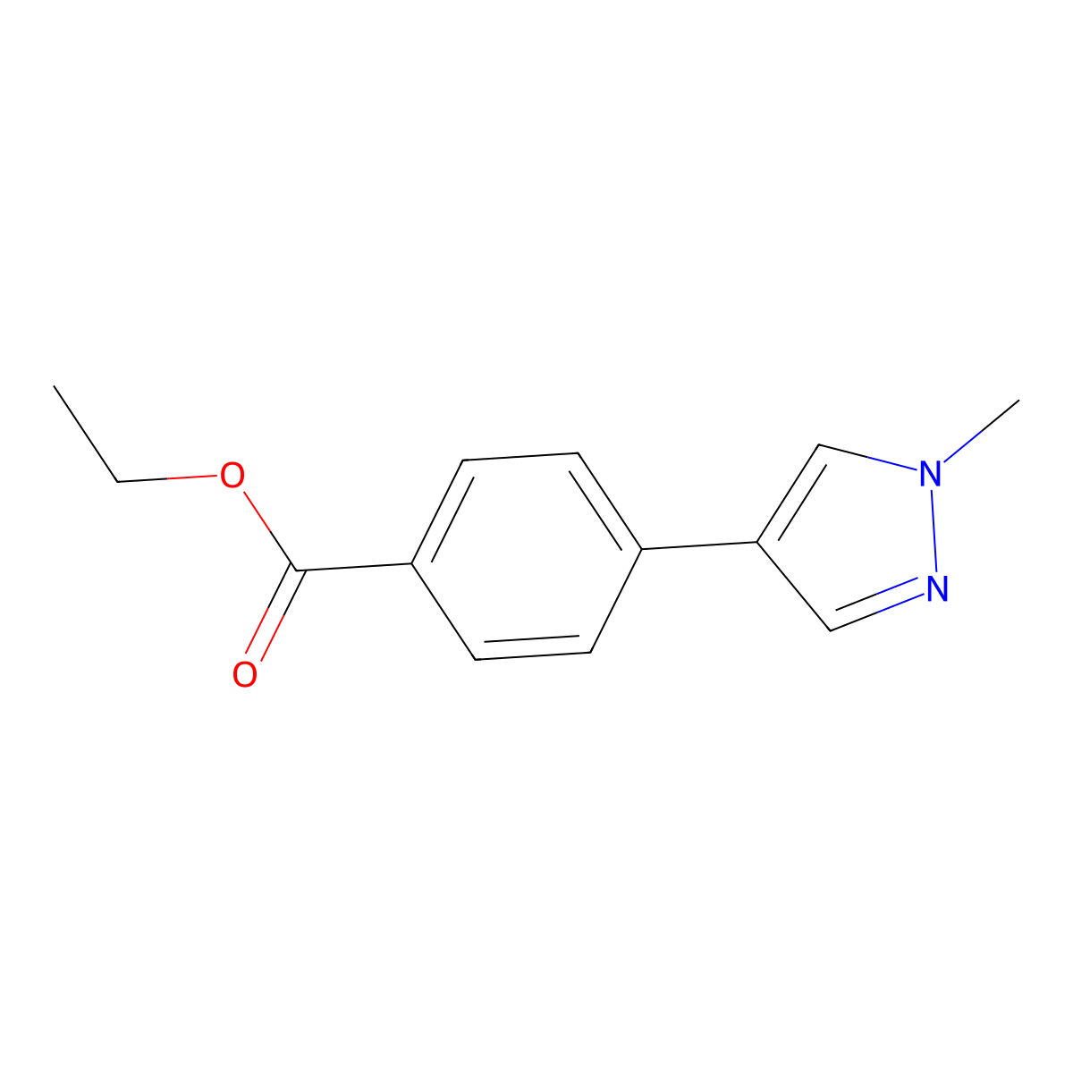 Ethyl 4-(1-methyl-1H-pyrazol-4-yl)benzoate molecular structure, CAS 82525-27-7