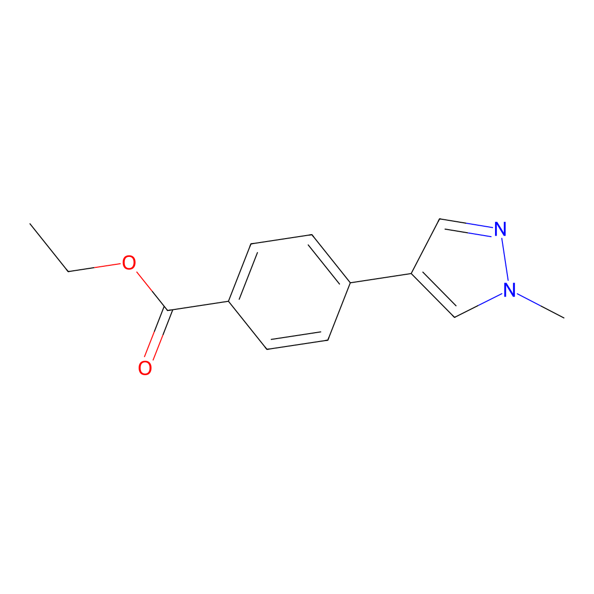 Ethyl 4-(1-methyl-1H-pyrazol-4-yl)benzoate molecular structure, CAS 82525-27-7