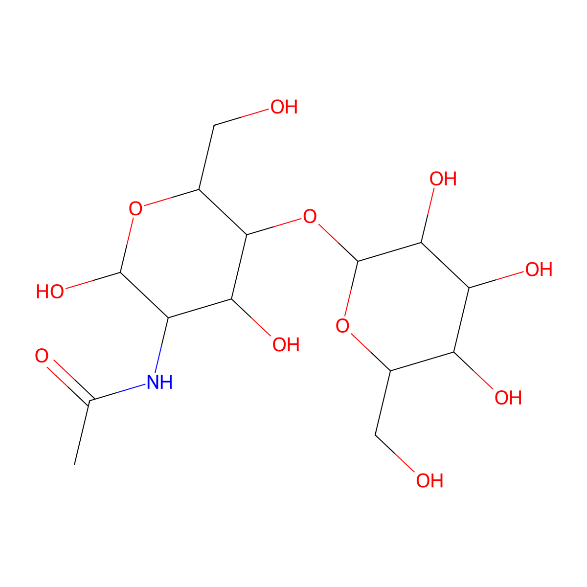 2-Acetamido-2-deoxy-4-O-hexopyranosylhexopyranose molecular structure, CAS 82535-18-0