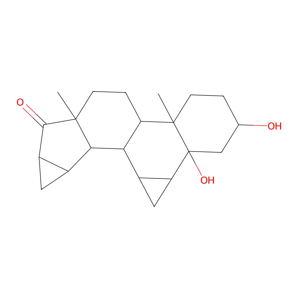 (3S,5R,6R,7R,8R,9S,10R,13S,14S,15S,16S)-Octadecahydro-3,5-dihydroxy-10,13-dimethyl-17H-dicyclopropa(6,7:15,16)cyclopenta(a)phenanthren-17-one molecular structure, CAS 82543-16-6