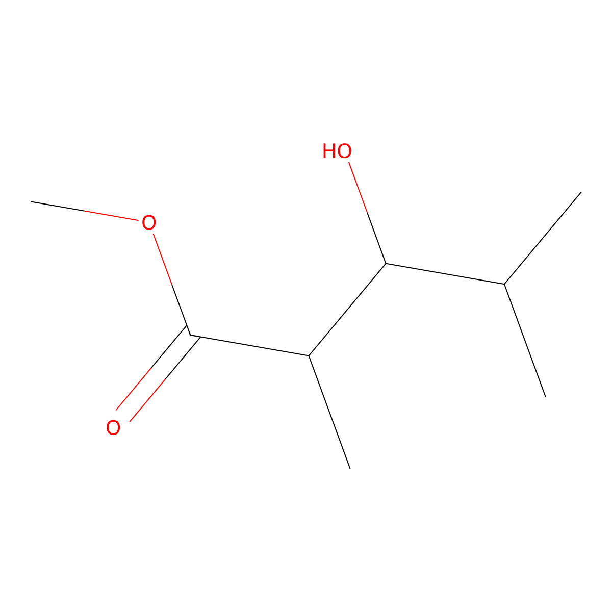 Methyl 3-hydroxy-2,4-dimethylpentanoate molecular structure, CAS 82545-53-7