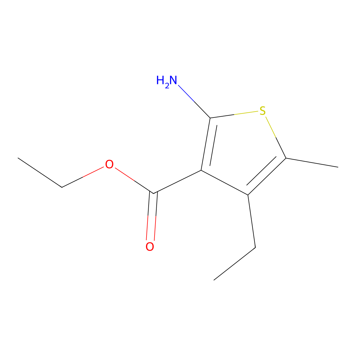 Ethyl 2-amino-4-ethyl-5-methylthiophene-3-carboxylate molecular structure, CAS 82546-91-6