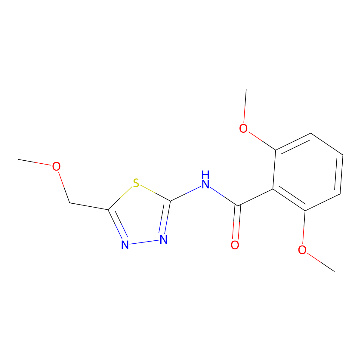 2,6-Dimethoxy-N-(5-(methoxymethyl)-1,3,4-thiadiazol-2-yl)benzamide molecular structure, CAS 82559-38-4