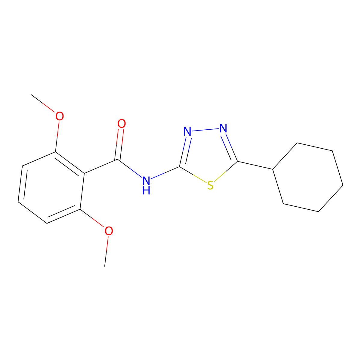 N-(5-cyclohexyl-1,3,4-thiadiazol-2-yl)-2,6-dimethoxybenzamide molecular structure, CAS 82559-44-2