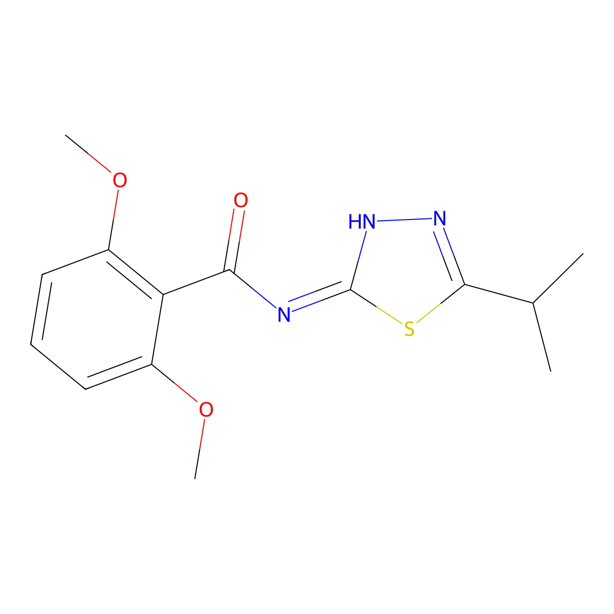 Benzamide, 2,6-dimethoxy-N-[5-(1-methylethyl)-1,3,4-thiadiazol-2-yl]- molecular structure, CAS 82559-72-6