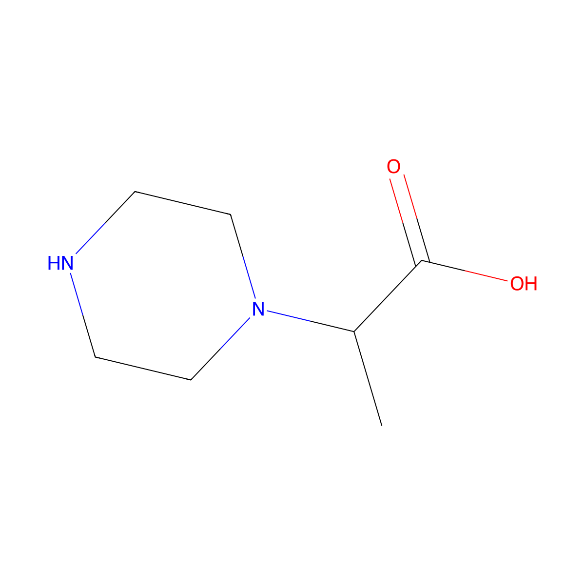 2-piperazin-1-ylpropanoic Acid molecular structure, CAS 825594-88-5