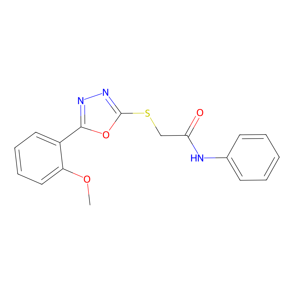 2-[[5-(2-methoxyphenyl)-1,3,4-oxadiazol-2-yl]sulfanyl]-N-phenylacetamide molecular structure, CAS 825596-35-8