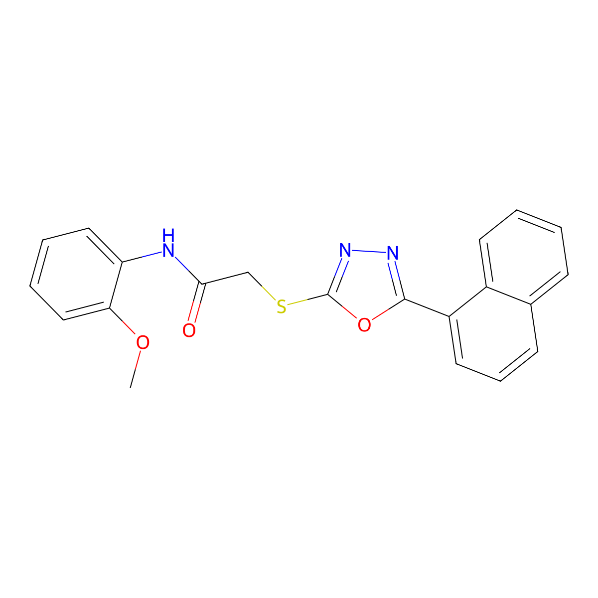 N-(2-methoxyphenyl)-2-[(5-naphthalen-1-yl-1,3,4-oxadiazol-2-yl)sulfanyl]acetamide molecular structure, CAS 825596-36-9