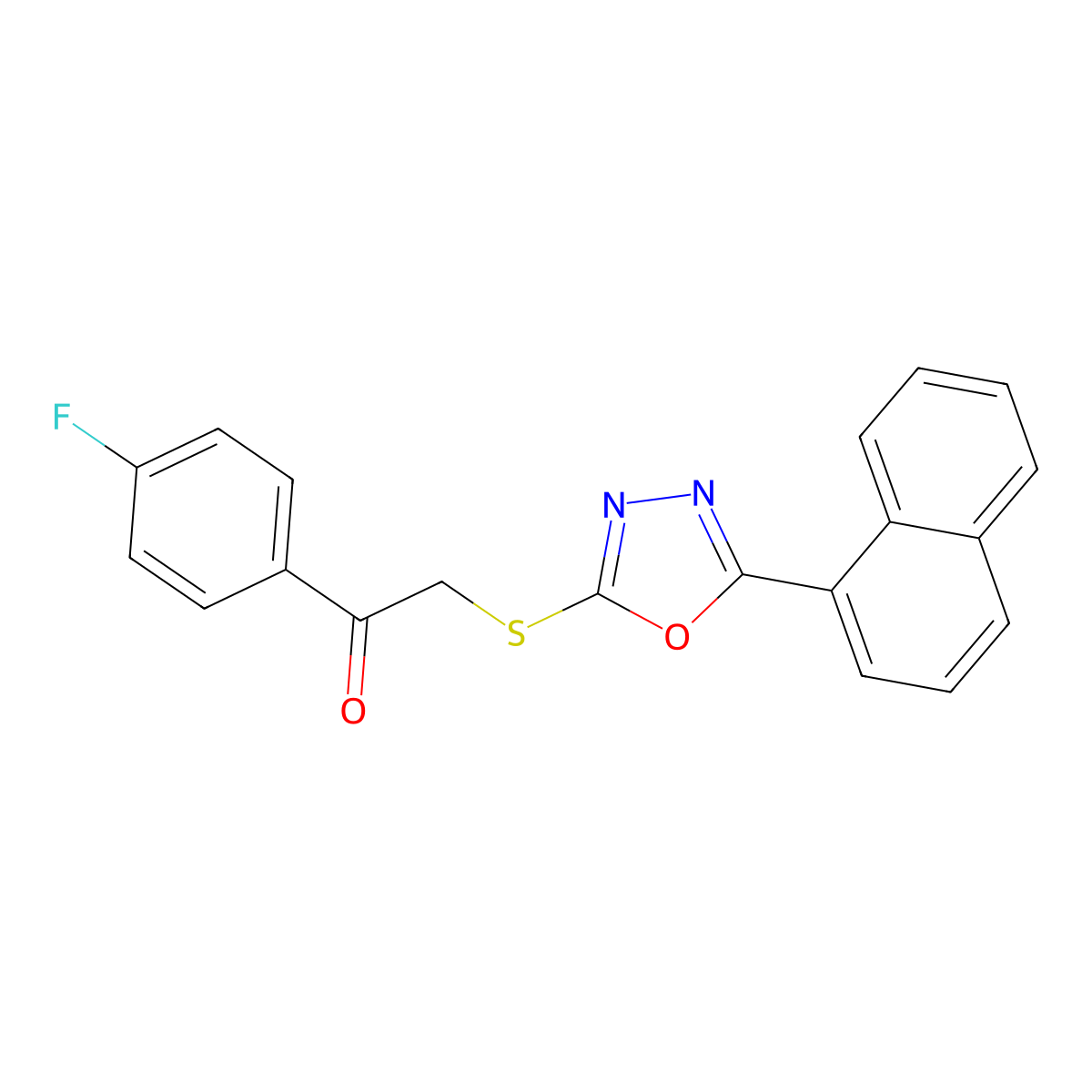 1-(4-Fluorophenyl)-2-[(5-naphthalen-1-yl-1,3,4-oxadiazol-2-yl)sulfanyl]ethanone molecular structure, CAS 825596-40-5