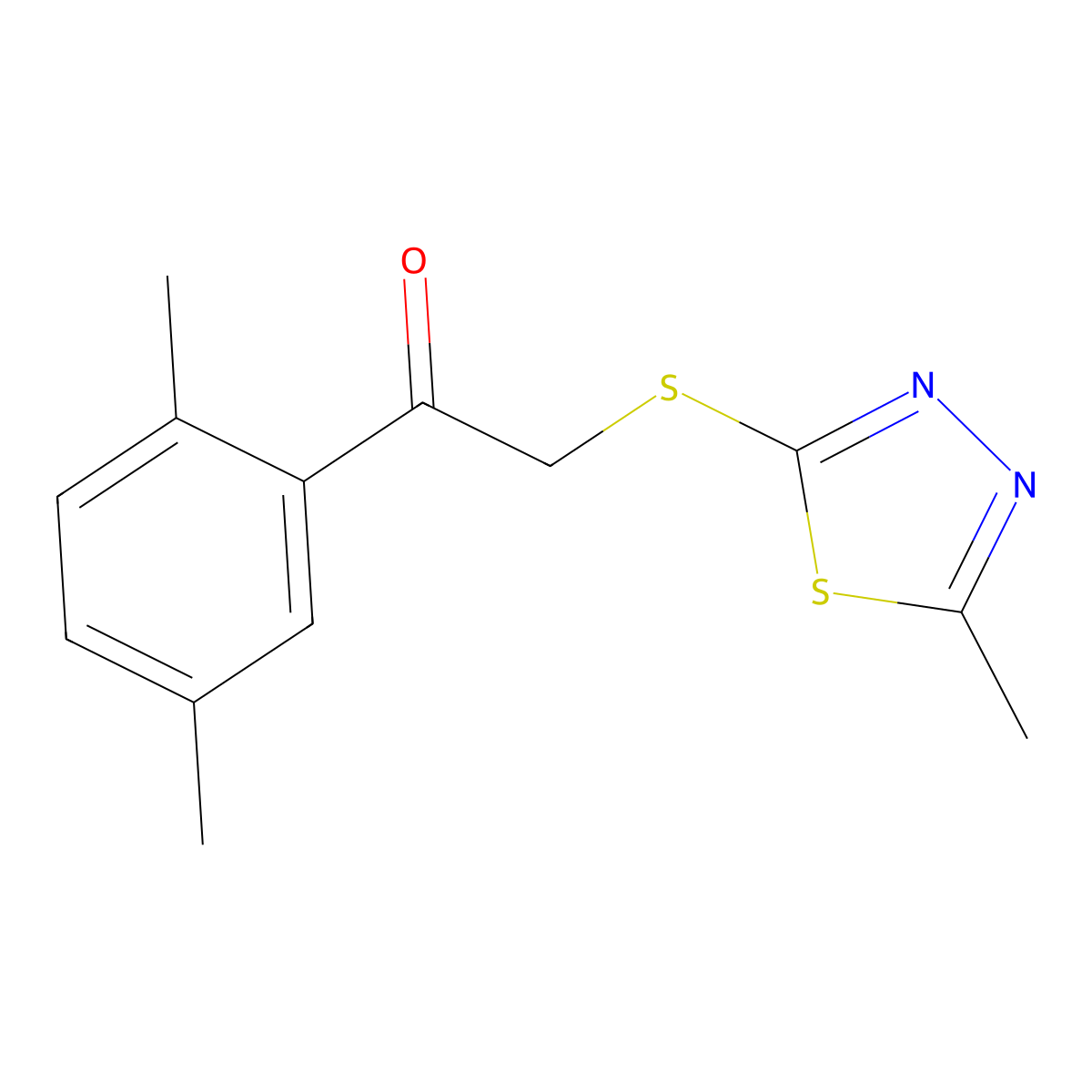 1-(2,5-Dimethylphenyl)-2-[(5-methyl-1,3,4-thiadiazol-2-yl)thio]ethanone molecular structure, CAS 825596-44-9
