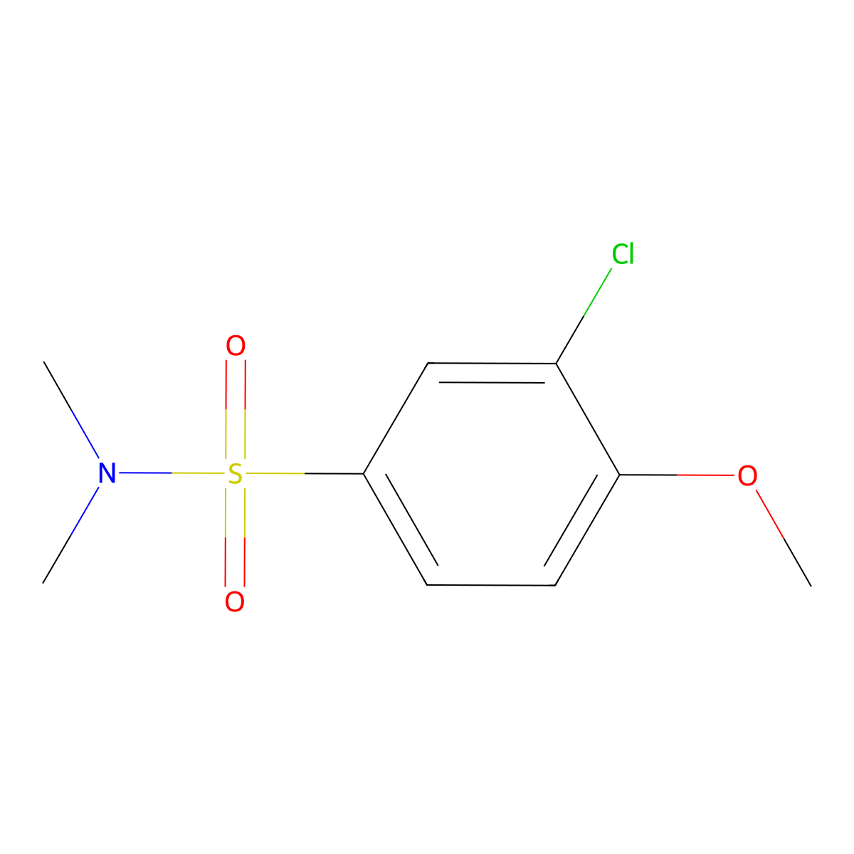 3-chloro-4-methoxy-N,N-dimethylbenzenesulfonamide molecular structure, CAS 825596-66-5