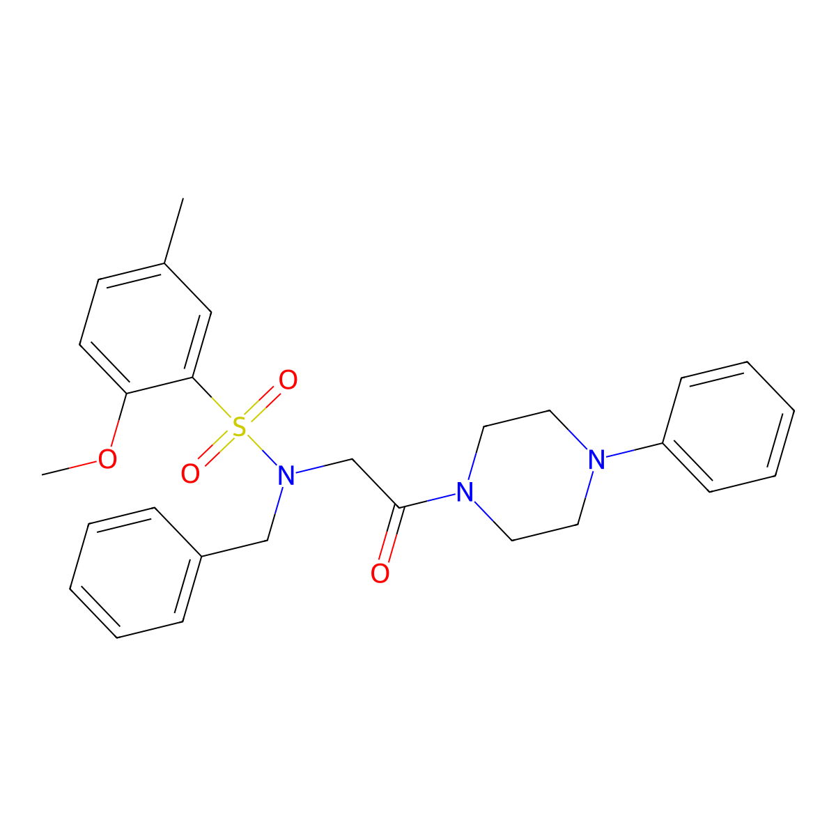 N-benzyl-2-methoxy-5-methyl-N-[2-oxo-2-(4-phenylpiperazin-1-yl)ethyl]benzenesulfonamide molecular structure, CAS 825596-78-9