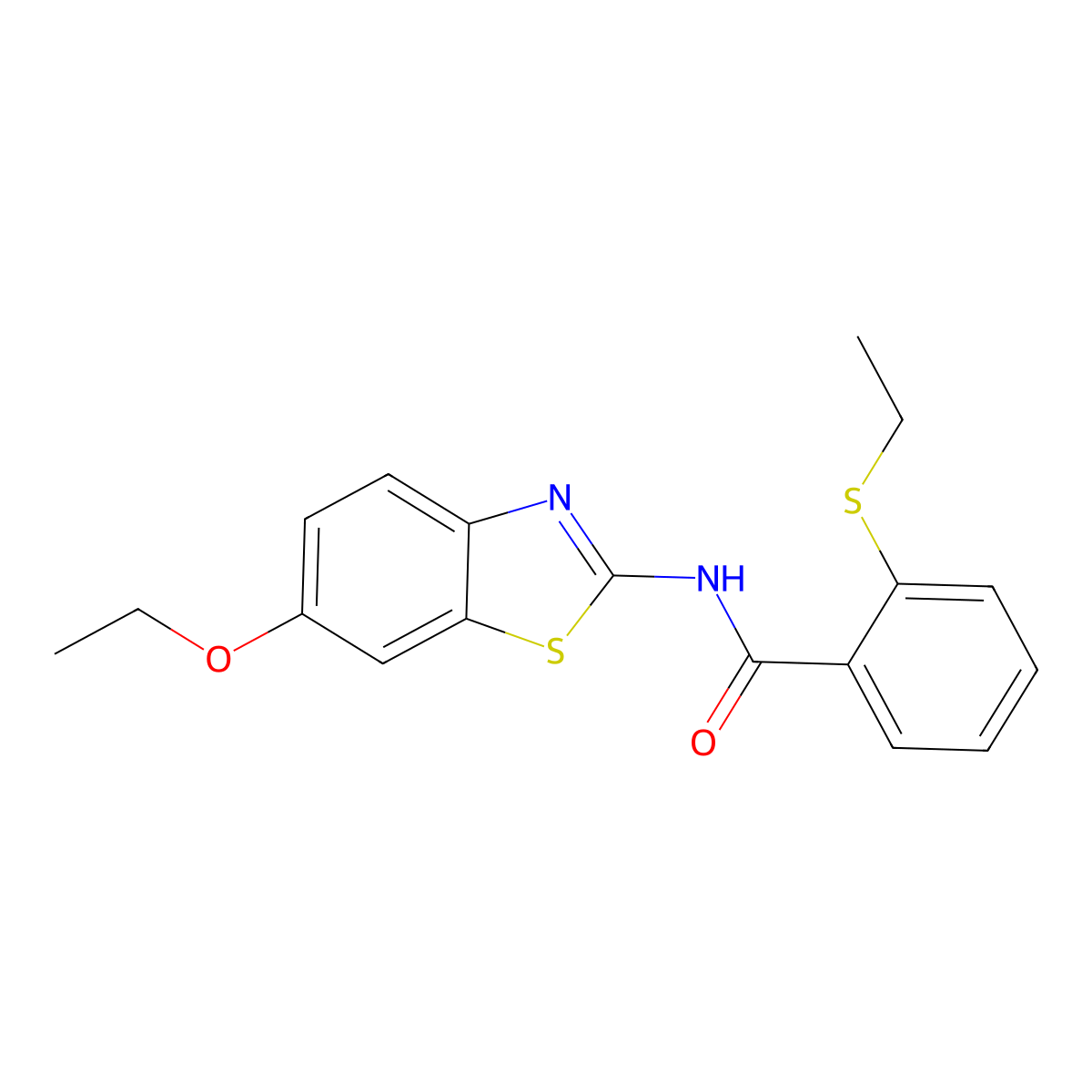 N-(6-ethoxy-1,3-benzothiazol-2-yl)-2-(ethylsulfanyl)benzamide molecular structure, CAS 825596-97-2