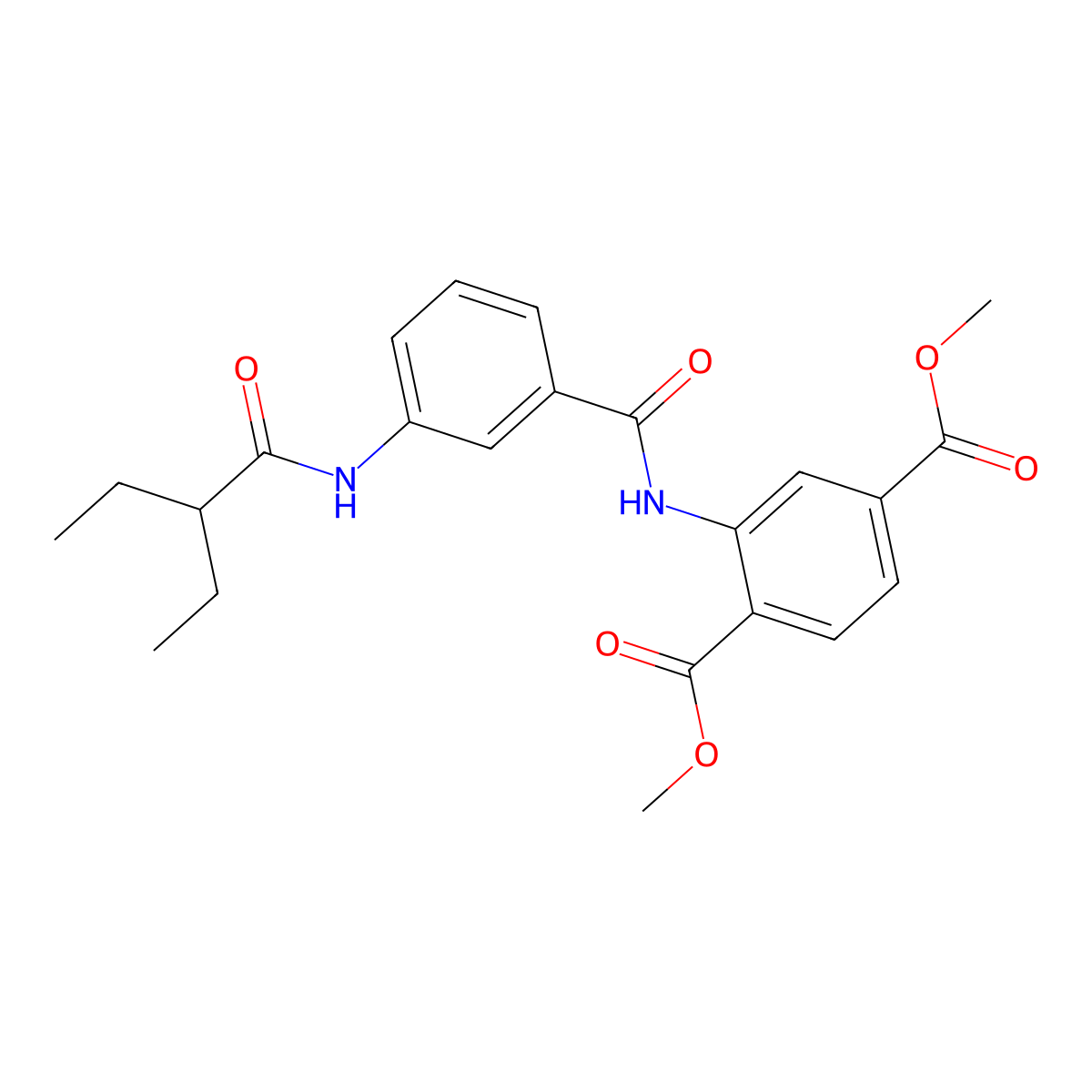 Dimethyl 2-[({3-[(2-ethylbutanoyl)amino]phenyl}carbonyl)amino]benzene-1,4-dicarboxylate molecular structure, CAS 825597-00-0