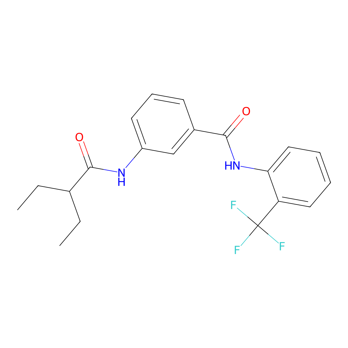 3-(2-ethylbutanoylamino)-N-[2-(trifluoromethyl)phenyl]benzamide molecular structure, CAS 825597-01-1