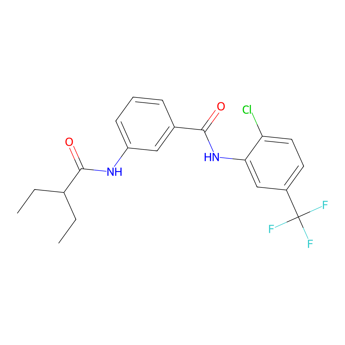 N-[2-chloro-5-(trifluoromethyl)phenyl]-3-(2-ethylbutanoylamino)benzamide molecular structure, CAS 825597-03-3