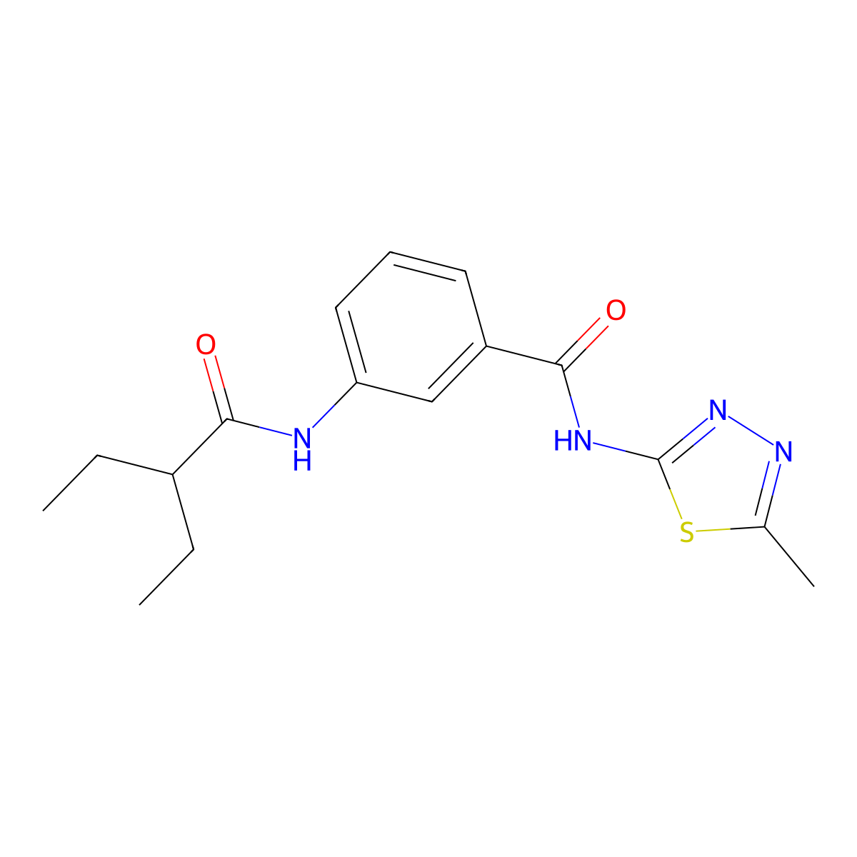 3-(2-ethylbutanoylamino)-N-(5-methyl-1,3,4-thiadiazol-2-yl)benzamide molecular structure, CAS 825597-15-7
