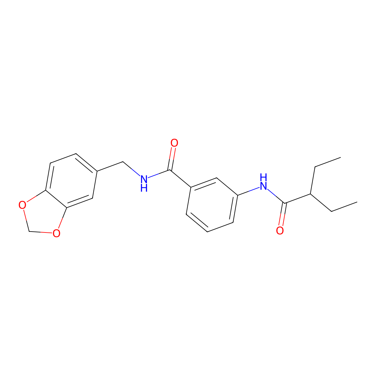 N-(1,3-benzodioxol-5-ylmethyl)-3-(2-ethylbutanoylamino)benzamide molecular structure, CAS 825597-18-0