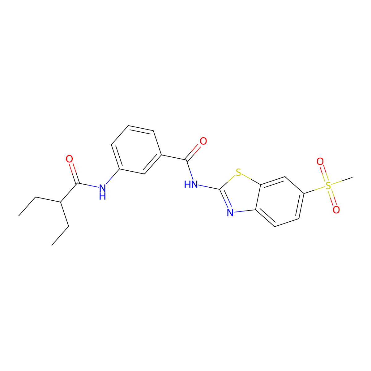 3-(2-ethylbutanoylamino)-N-(6-methylsulfonyl-1,3-benzothiazol-2-yl)benzamide molecular structure, CAS 825597-19-1