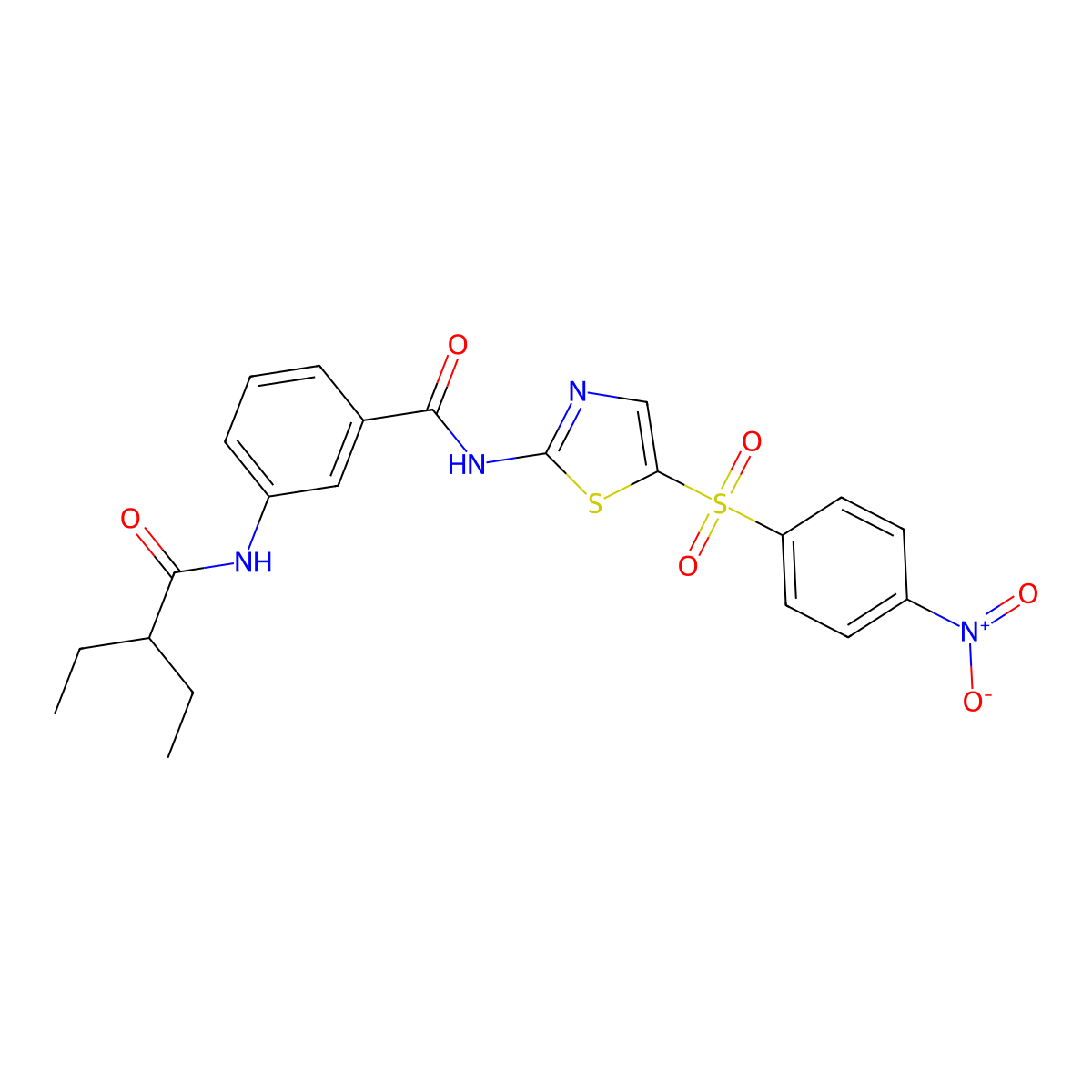 3-(2-ethylbutanoylamino)-N-[5-(4-nitrophenyl)sulfonyl-1,3-thiazol-2-yl]benzamide molecular structure, CAS 825597-20-4