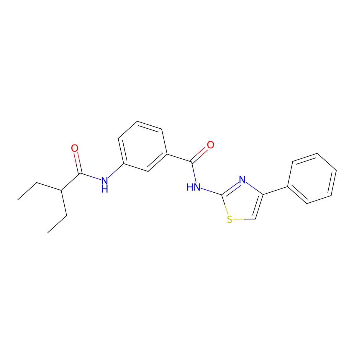 3-(2-ethylbutanoylamino)-N-(4-phenyl-1,3-thiazol-2-yl)benzamide molecular structure, CAS 825597-21-5