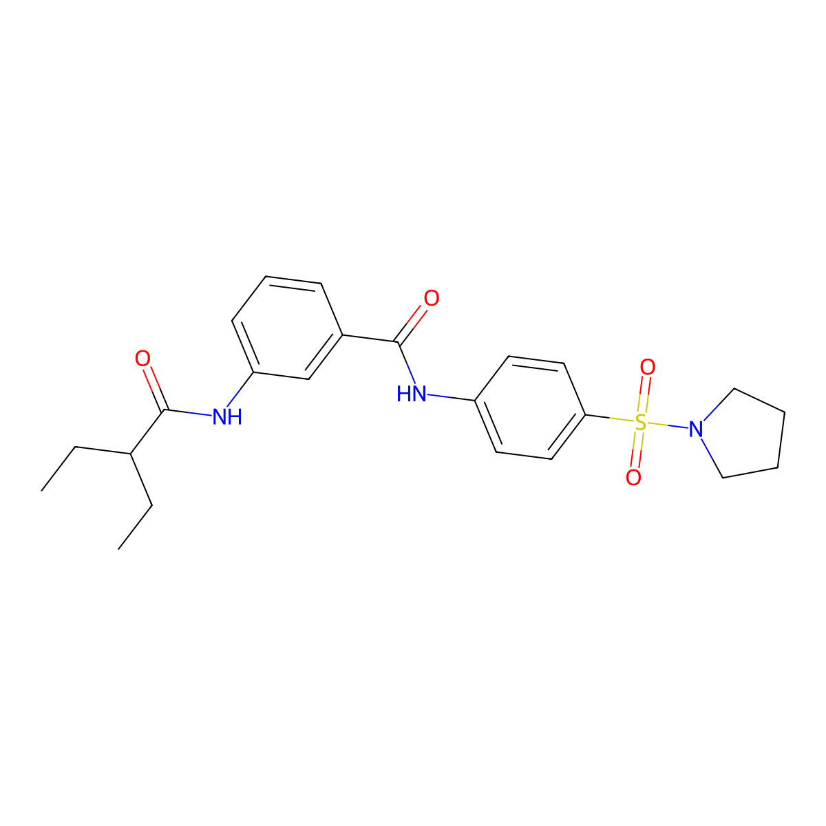 3-(2-ethylbutanoylamino)-N-(4-pyrrolidin-1-ylsulfonylphenyl)benzamide molecular structure, CAS 825597-23-7
