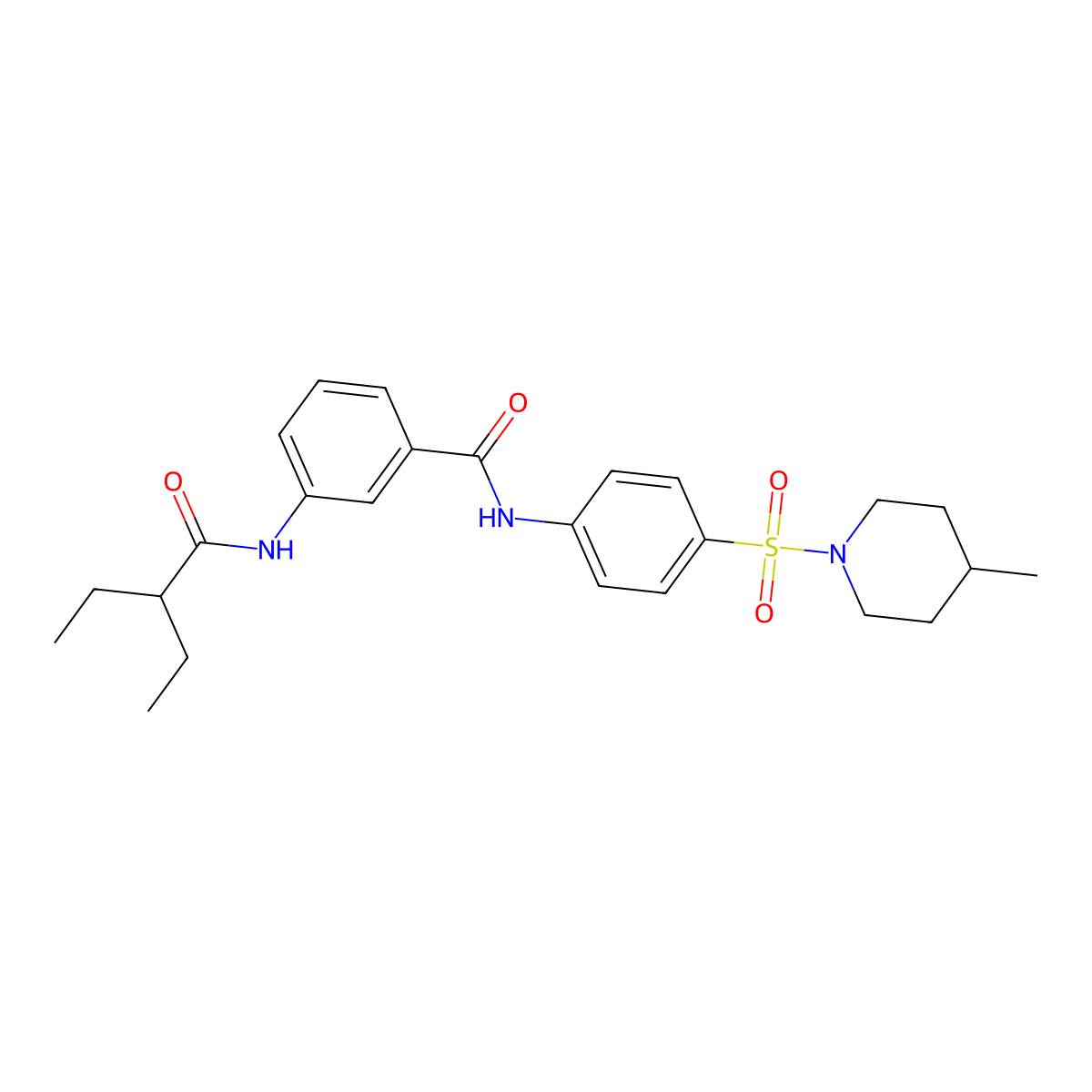 3-(2-ethylbutanoylamino)-N-[4-(4-methylpiperidin-1-yl)sulfonylphenyl]benzamide molecular structure, CAS 825597-25-9