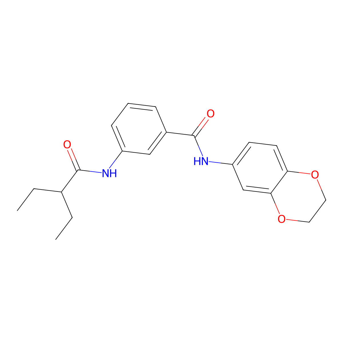 N-(2,3-dihydro-1,4-benzodioxin-6-yl)-3-(2-ethylbutanoylamino)benzamide molecular structure, CAS 825597-28-2