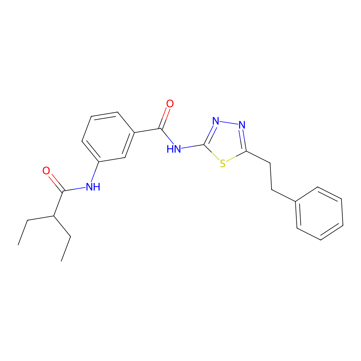3-[(2-ethylbutanoyl)amino]-N-[5-(2-phenylethyl)-1,3,4-thiadiazol-2-yl]benzamide molecular structure, CAS 825597-29-3