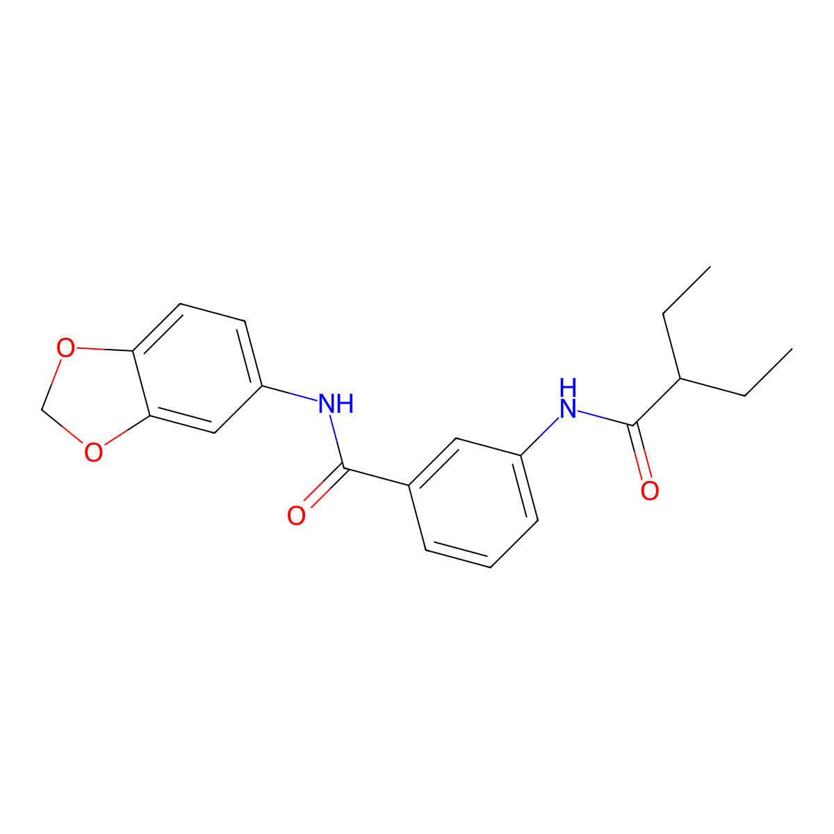 N-(1,3-benzodioxol-5-yl)-3-(2-ethylbutanoylamino)benzamide molecular structure, CAS 825597-31-7