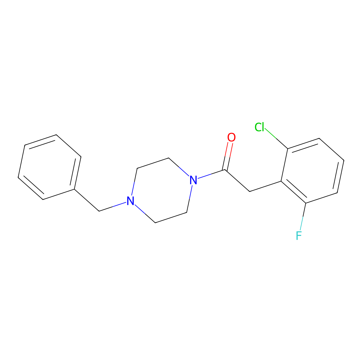 1-(4-Benzylpiperazin-1-yl)-2-(2-chloro-6-fluorophenyl)ethanone molecular structure, CAS 825597-32-8