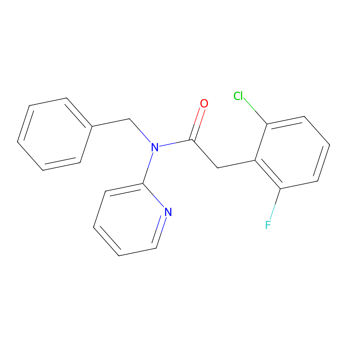 N-benzyl-2-(2-chloro-6-fluorophenyl)-N-2-pyridinylacetamide molecular structure, CAS 825597-33-9