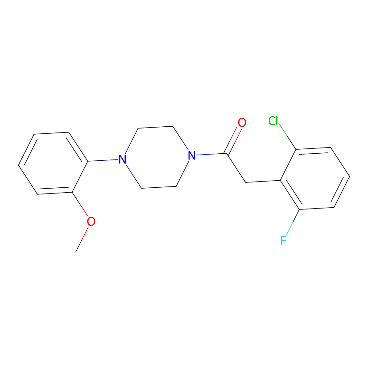 2-(2-Chloro-6-fluorophenyl)-1-[4-(2-methoxyphenyl)piperazin-1-yl]ethanone molecular structure, CAS 825597-36-2