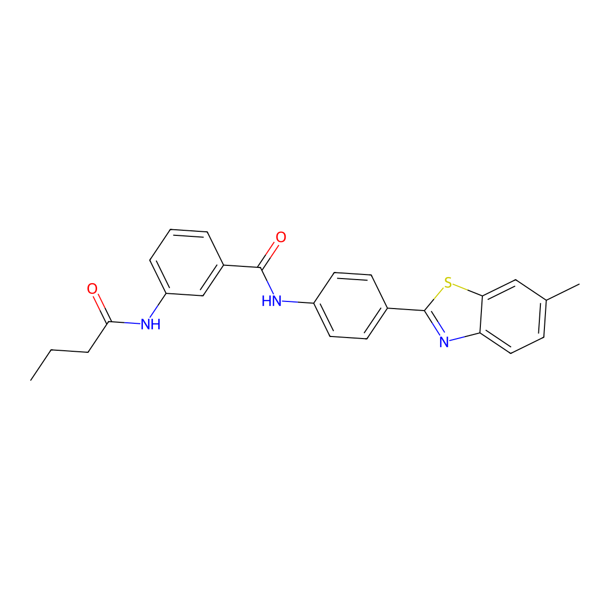 3-(butanoylamino)-N-[4-(6-methyl-1,3-benzothiazol-2-yl)phenyl]benzamide molecular structure, CAS 825597-39-5