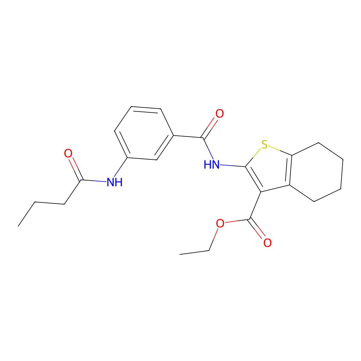 Ethyl 2-({[3-(butanoylamino)phenyl]carbonyl}amino)-4,5,6,7-tetrahydro-1-benzothiophene-3-carboxylate molecular structure, CAS 825597-40-8