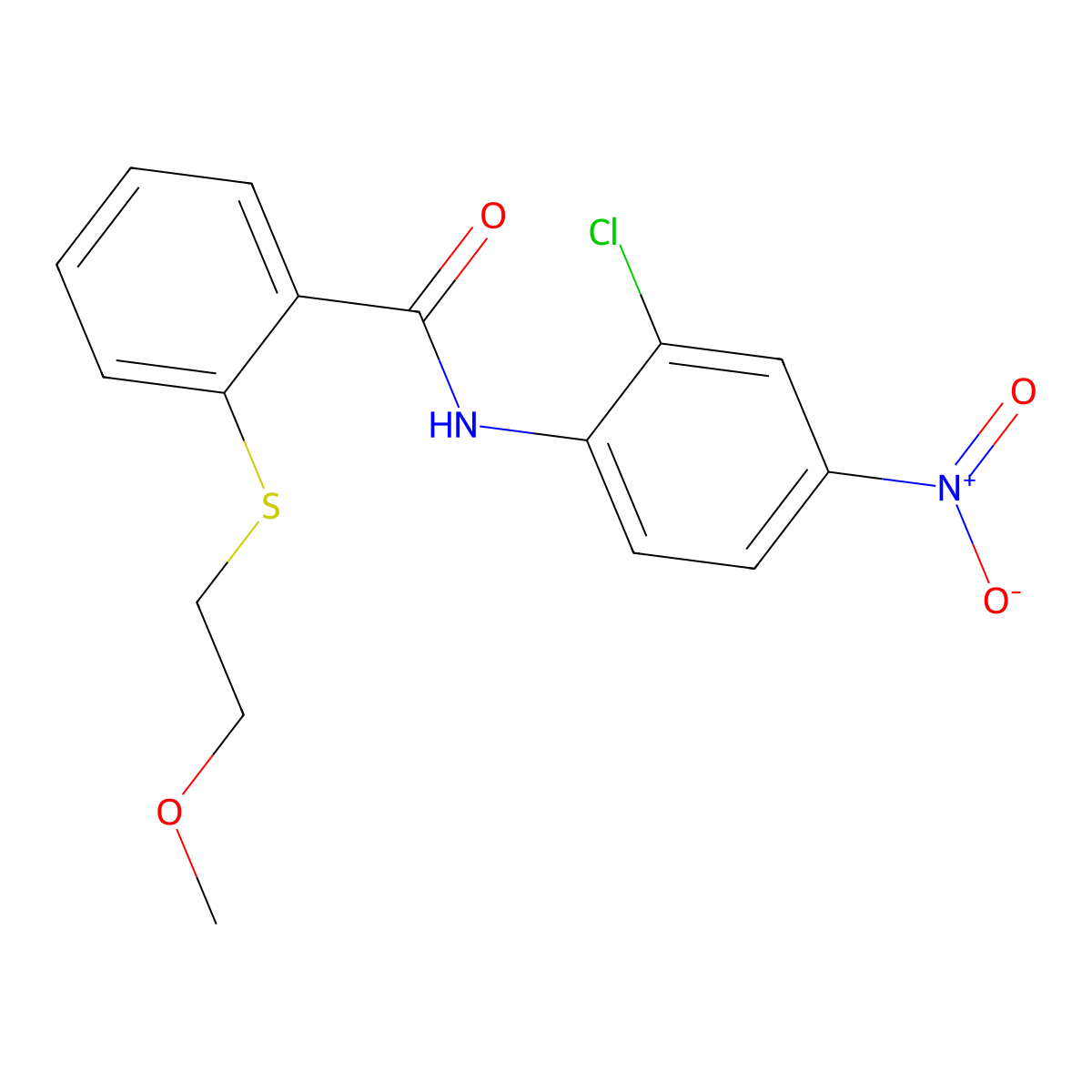 N-(2-chloro-4-nitrophenyl)-2-(2-methoxyethylsulfanyl)benzamide molecular structure, CAS 825597-42-0