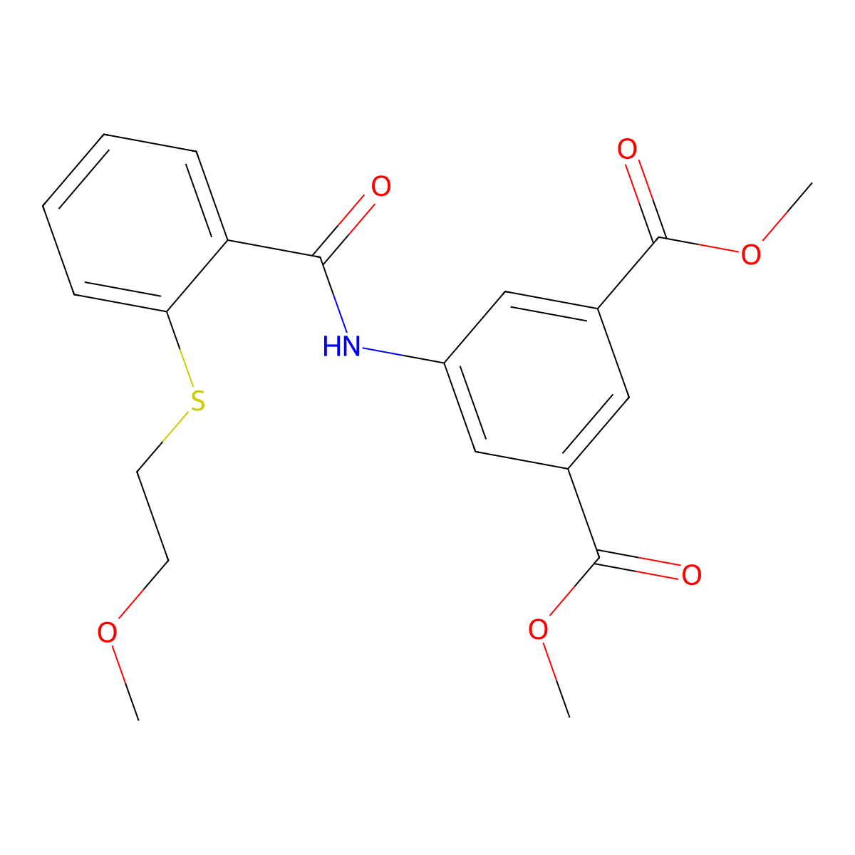 Dimethyl 5-[({2-[(2-methoxyethyl)sulfanyl]phenyl}carbonyl)amino]benzene-1,3-dicarboxylate molecular structure, CAS 825597-47-5