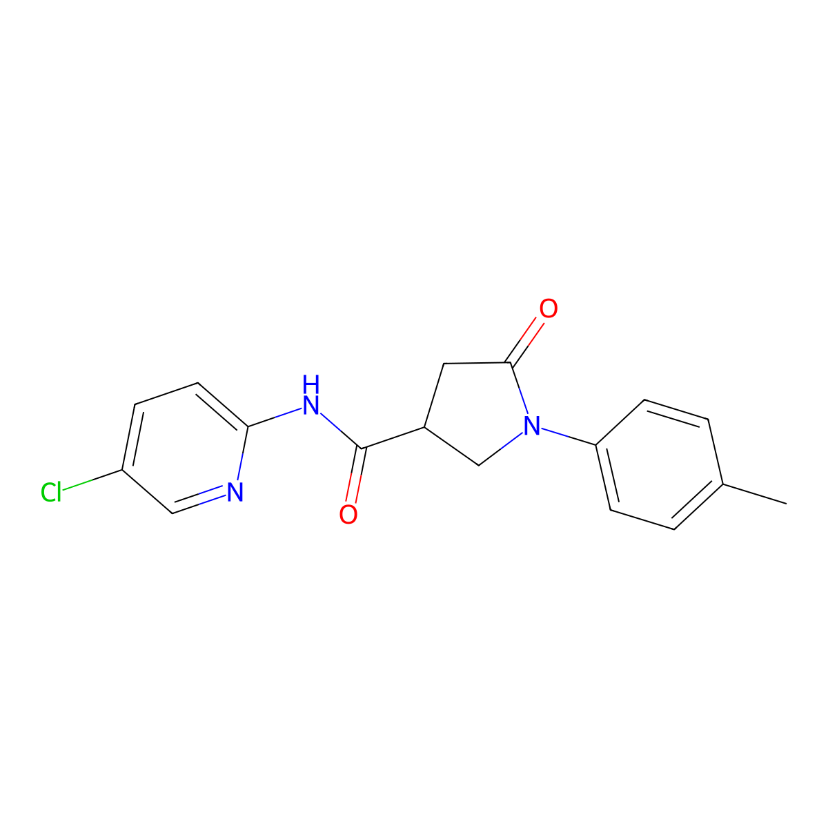 N-(5-chloropyridin-2-yl)-1-(4-methylphenyl)-5-oxopyrrolidine-3-carboxamide molecular structure, CAS 825597-60-2