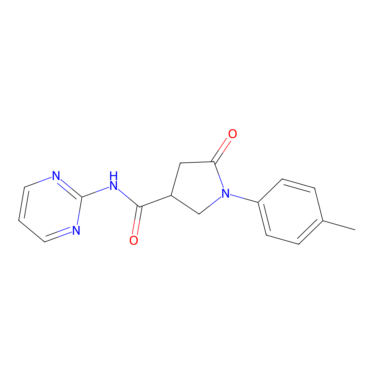 1-(4-methylphenyl)-5-oxo-N-pyrimidin-2-ylpyrrolidine-3-carboxamide molecular structure, CAS 825597-63-5