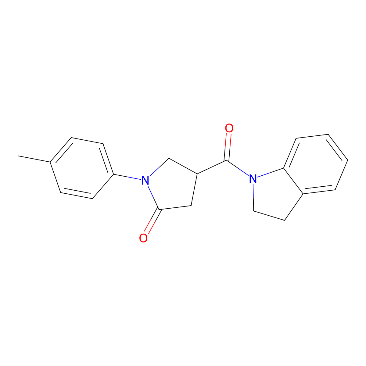 4-(2,3-Dihydroindole-1-carbonyl)-1-(4-methylphenyl)pyrrolidin-2-one molecular structure, CAS 825597-69-1