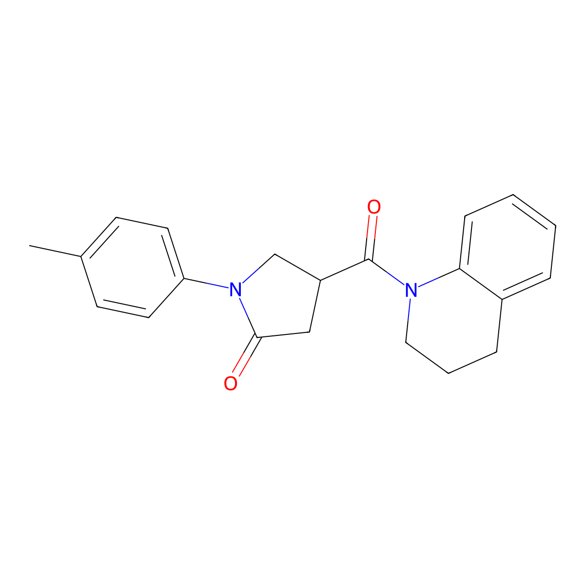 4-(3,4-dihydroquinolin-1(2H)-ylcarbonyl)-1-(4-methylphenyl)pyrrolidin-2-one molecular structure, CAS 825597-73-7