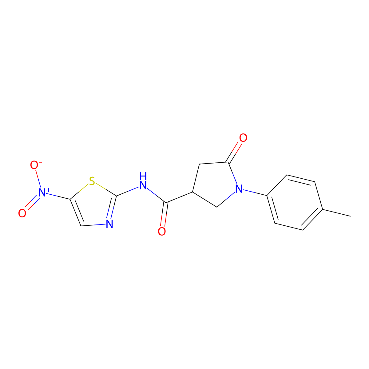 1-(4-methylphenyl)-N-(5-nitro-1,3-thiazol-2-yl)-5-oxopyrrolidine-3-carboxamide molecular structure, CAS 825597-74-8
