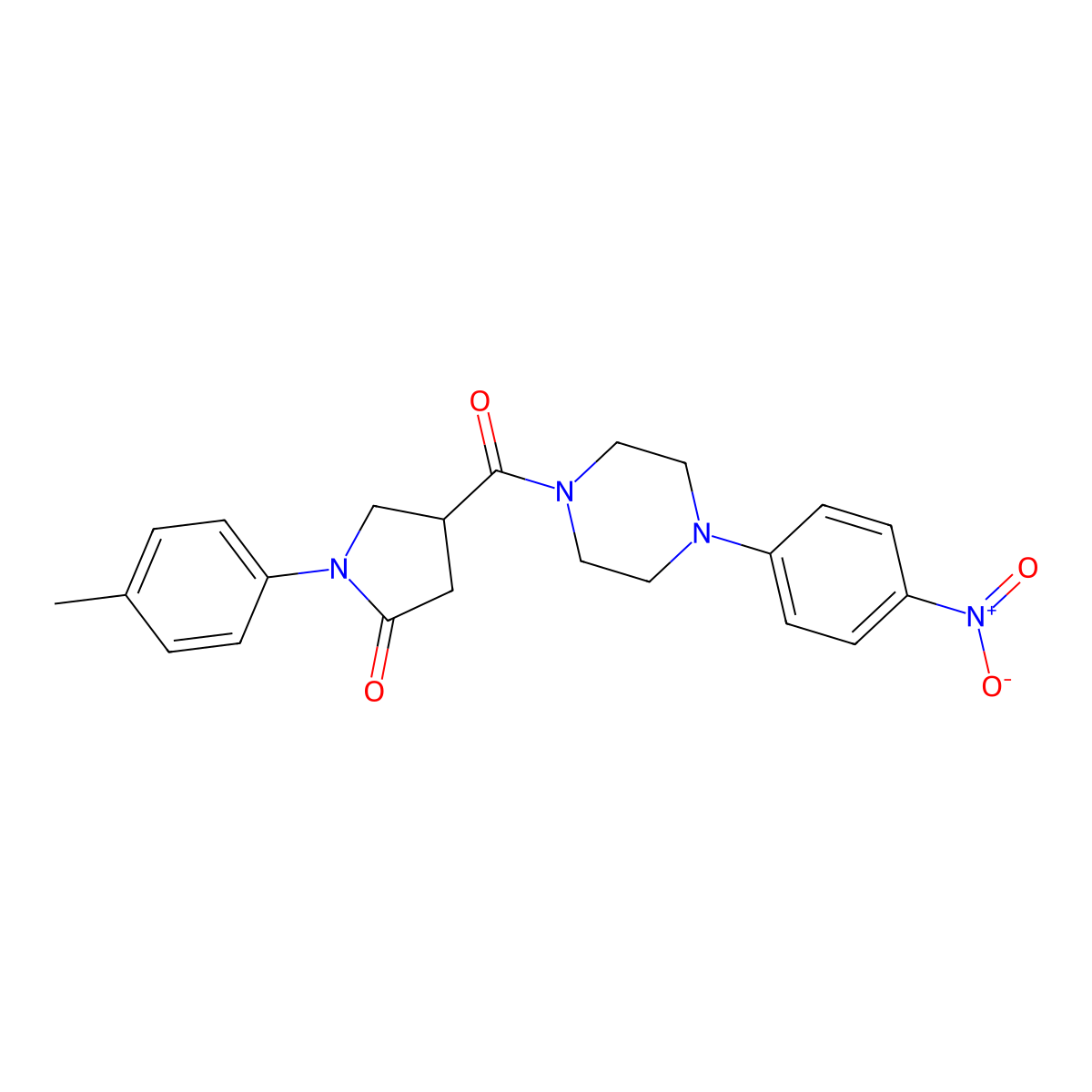 1-(4-Methylphenyl)-4-[4-(4-nitrophenyl)piperazine-1-carbonyl]pyrrolidin-2-one molecular structure, CAS 825597-75-9