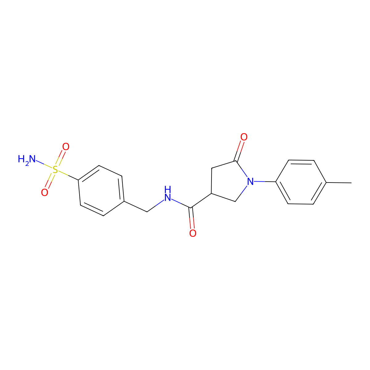 1-(4-methylphenyl)-5-oxo-N-[(4-sulfamoylphenyl)methyl]pyrrolidine-3-carboxamide molecular structure, CAS 825597-78-2